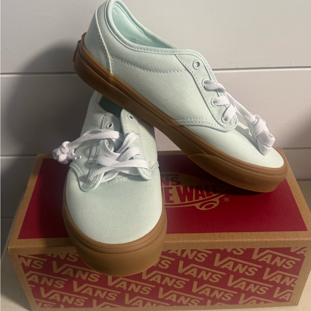 New Vans Light Green Canvas Shoes with Gum Sole